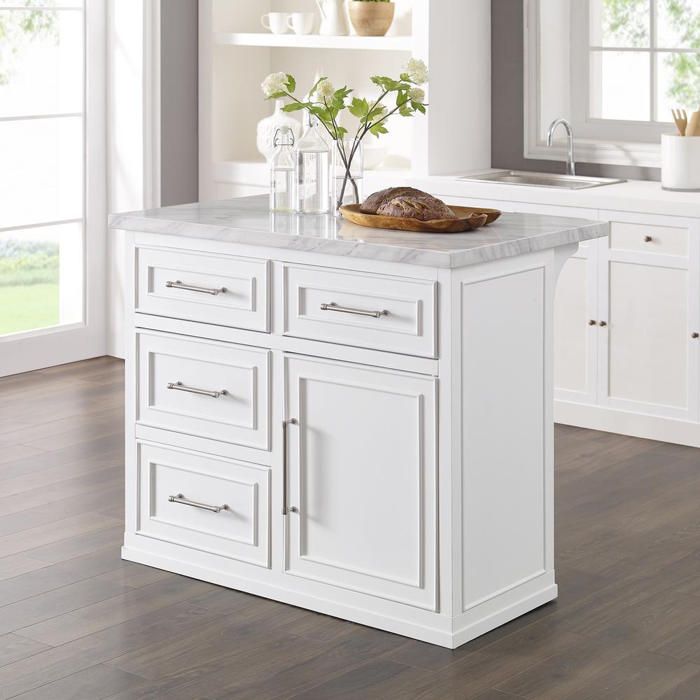 Cutler Faux Marble Top Kitchen Island. Picture 3