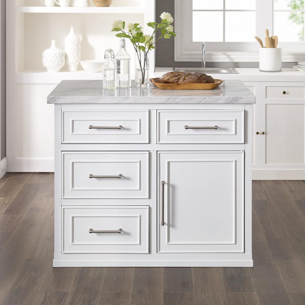 Cutler Faux Marble Top Kitchen Island. Picture 4