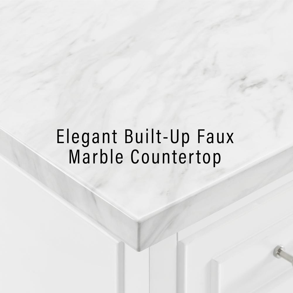 Cutler Faux Marble Top Kitchen Island W/X-Back Stools, Kitchen Island & 2 Stools. Picture 7