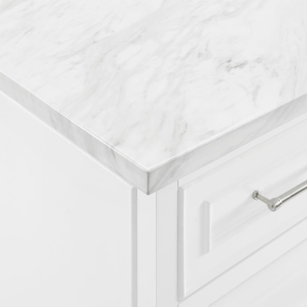 Cutler Faux Marble Top Kitchen Island W/X-Back Stools, Kitchen Island & 2 Stools. Picture 16