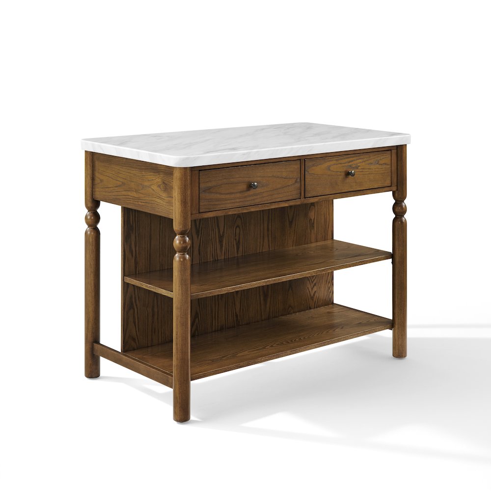 Roselyn Faux Marble Top Sit At Kitchen Island Brown/White Marble. Picture 1