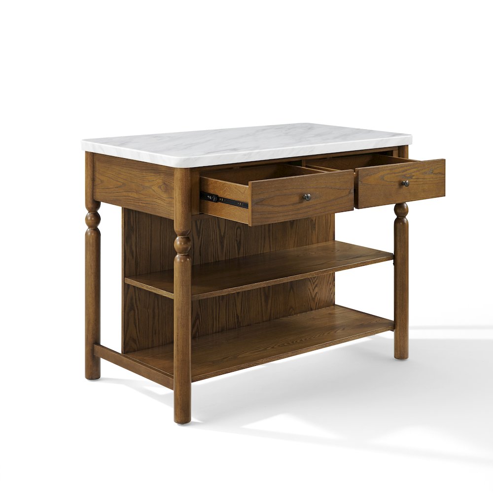 Roselyn Faux Marble Top Sit At Kitchen Island Brown/White Marble. Picture 3