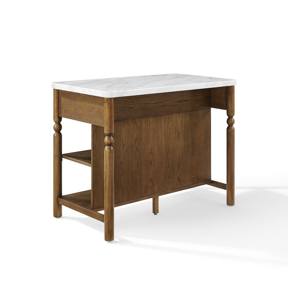 Roselyn Faux Marble Top Sit At Kitchen Island Brown/White Marble. Picture 4