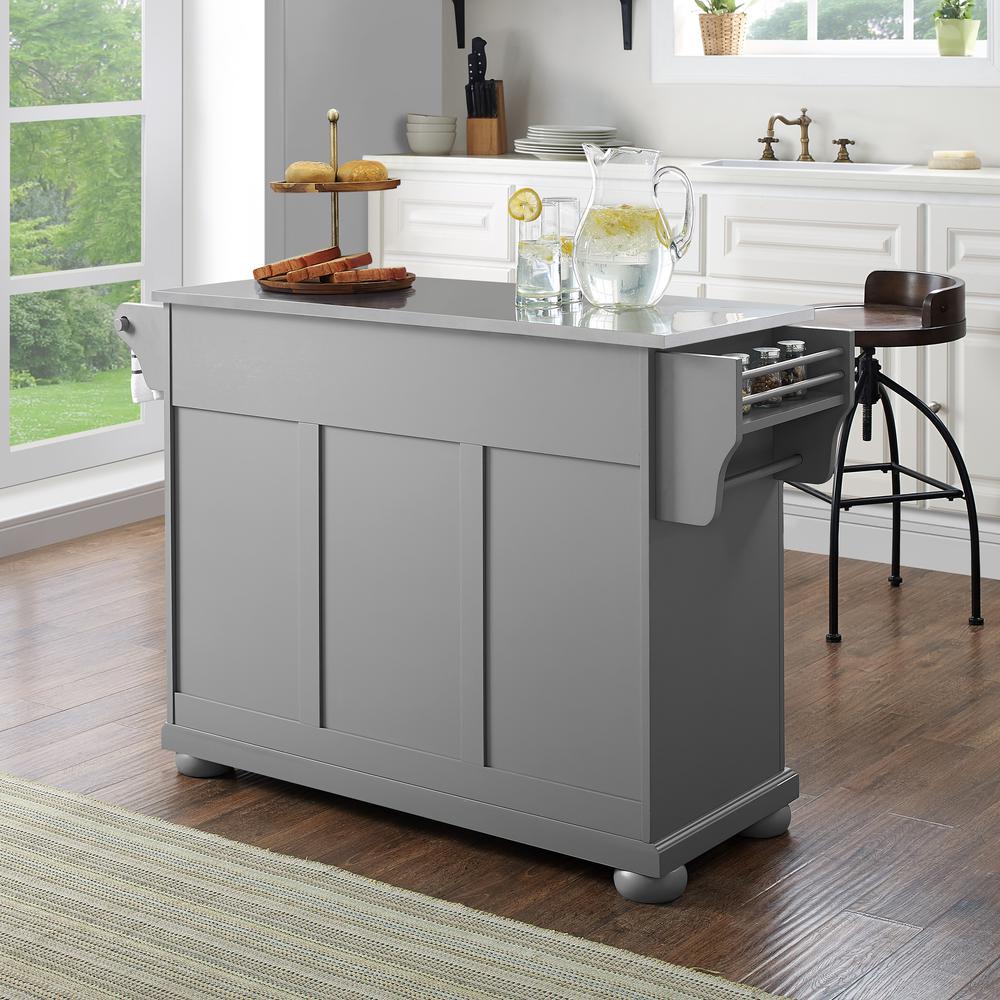Alexandria Stainless Steel Top Kitchen Island/Cart Gray/Stainless Steel. Picture 5