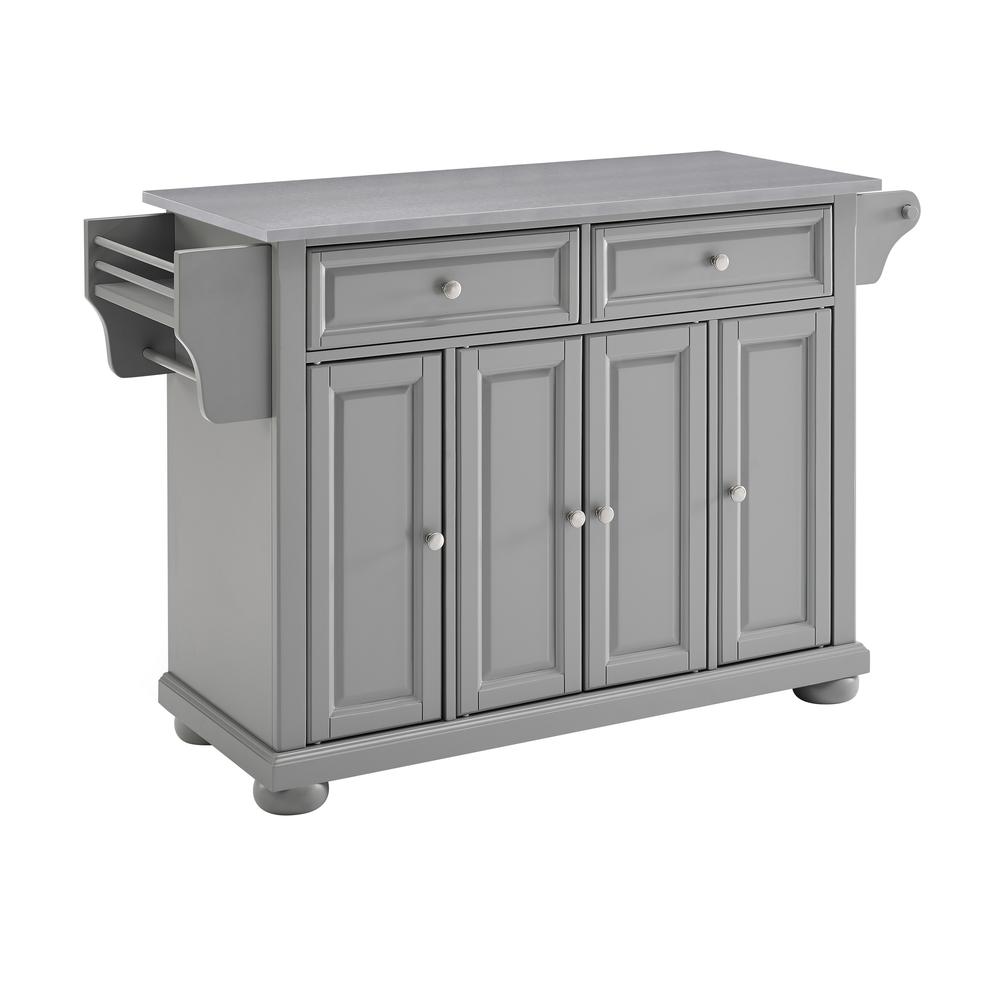 Alexandria Stainless Steel Top Kitchen Island/Cart Gray/Stainless Steel. Picture 1