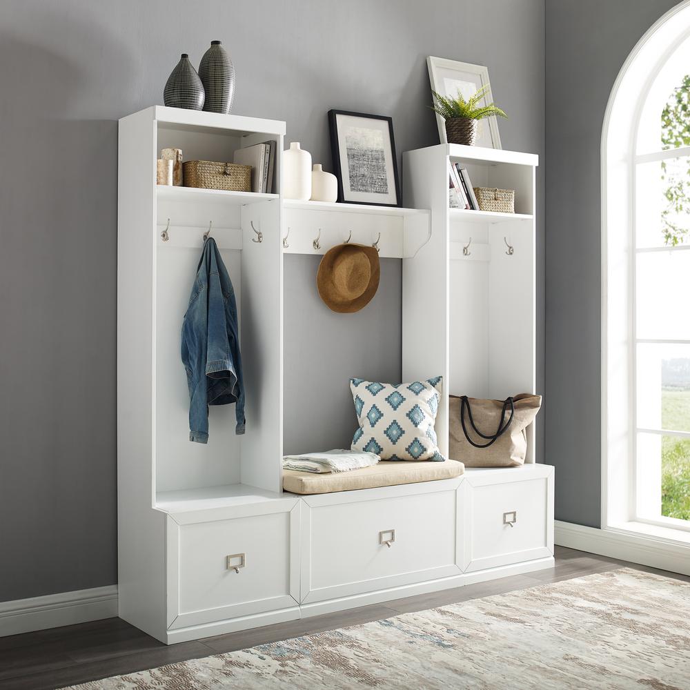 Harper 4-Piece Entryway Set - Bench, Shelf, & 2 Hall Trees. Picture 1