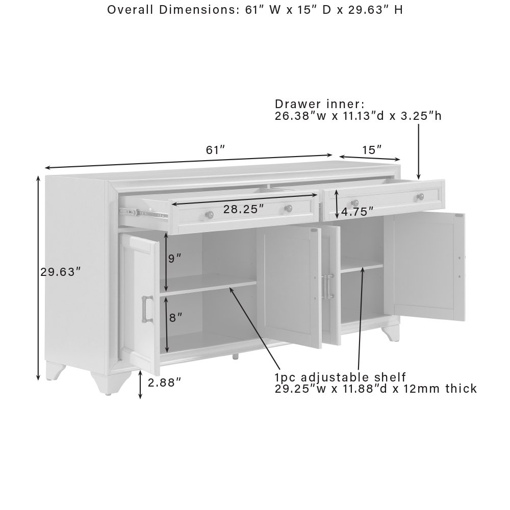 Tara 3-Piece Sideboard And Pantry Set - Sideboard & 2 Pantries. Picture 15