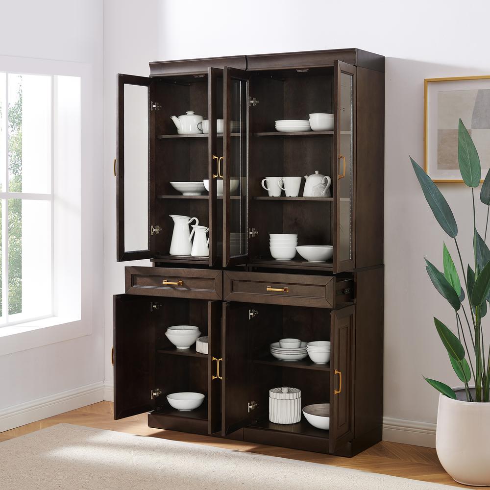 Stanton 2Pc Glass Door Kitchen Storage Pantry Cabinet Set - 2 Pantries. Picture 14