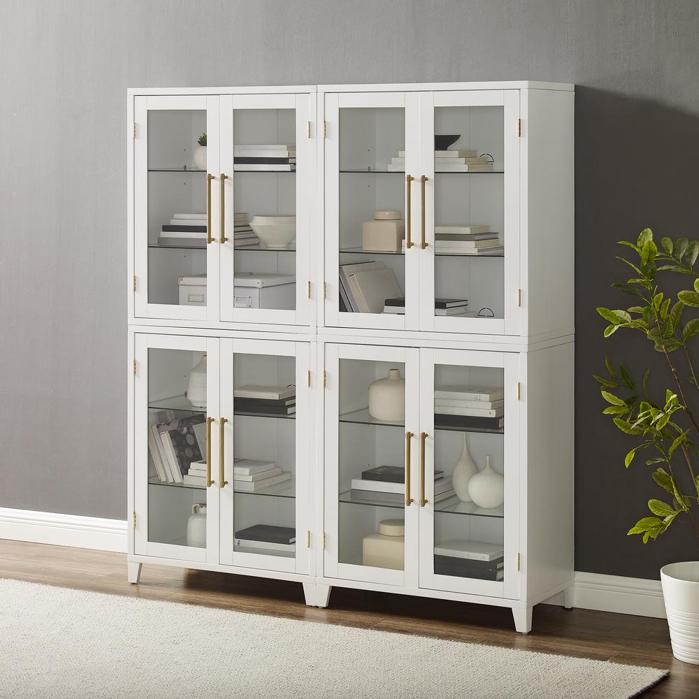 Roarke 2Pc Glass Door Kitchen Pantry Storage Cabinet Set. Picture 14
