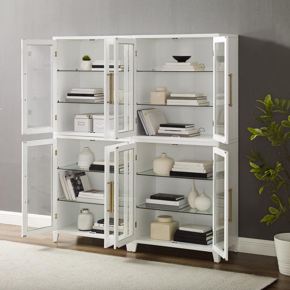 Roarke 2Pc Glass Door Kitchen Pantry Storage Cabinet Set. Picture 16