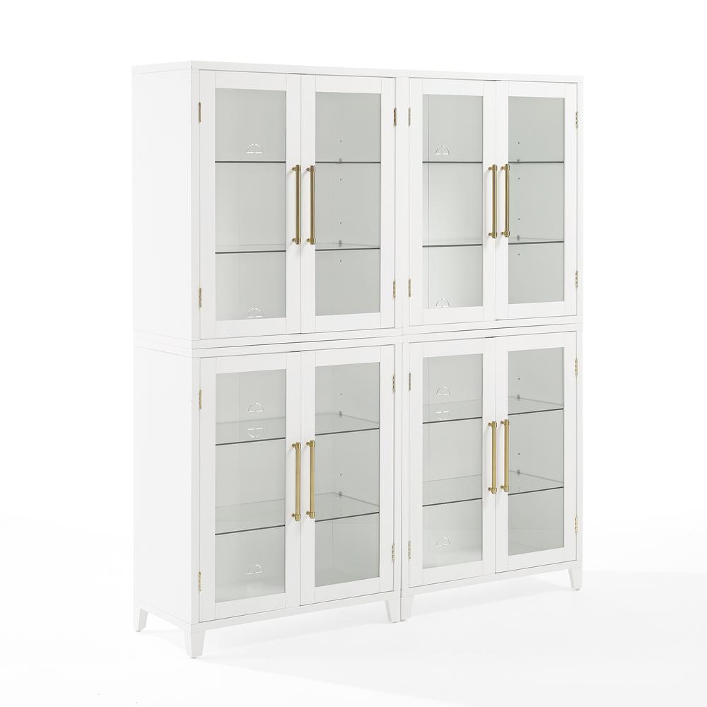 Roarke 2Pc Glass Door Kitchen Pantry Storage Cabinet Set. Picture 1