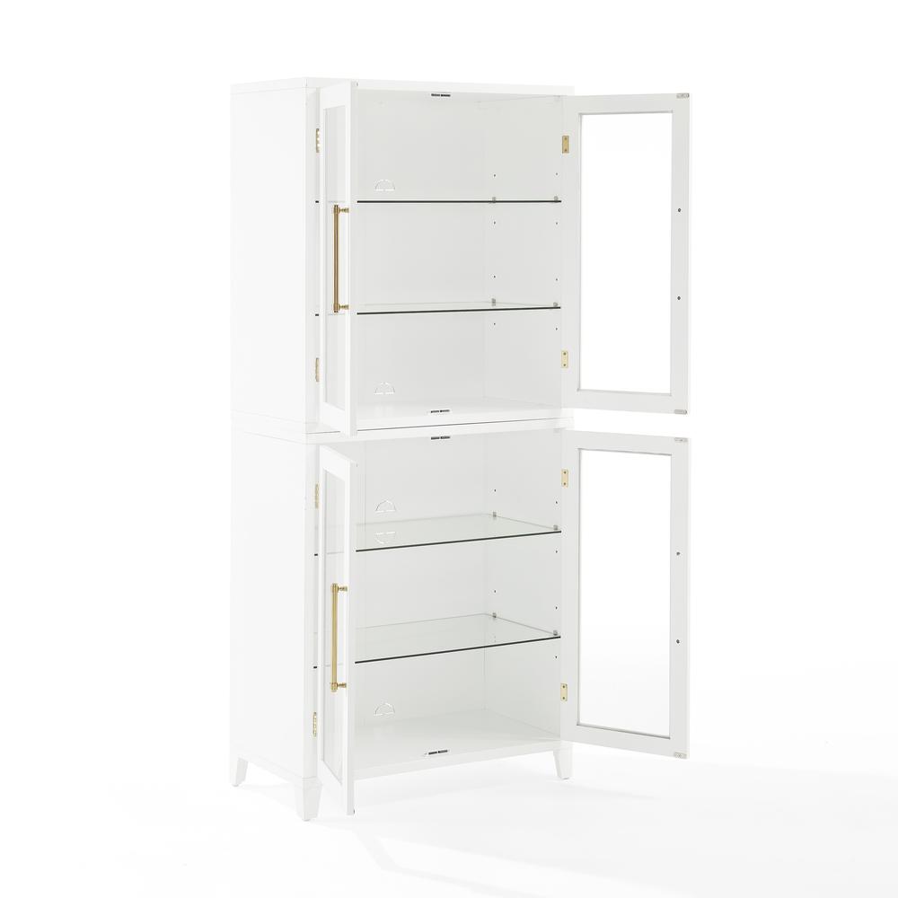 Roarke 2Pc Glass Door Kitchen Pantry Storage Cabinet Set. Picture 3