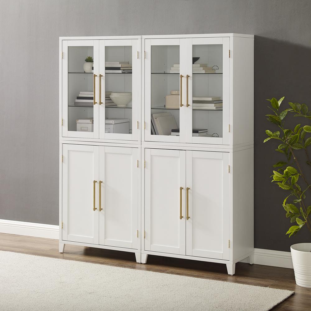 Roarke 2Pc Pantry Storage Cabinet W/Glass Door Hutch Set - 2 Pantries. Picture 13