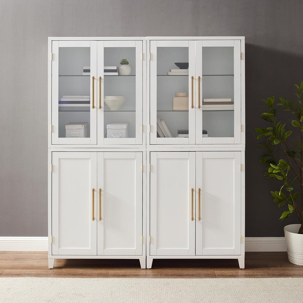 Roarke 2Pc Pantry Storage Cabinet W/Glass Door Hutch Set - 2 Pantries. Picture 14