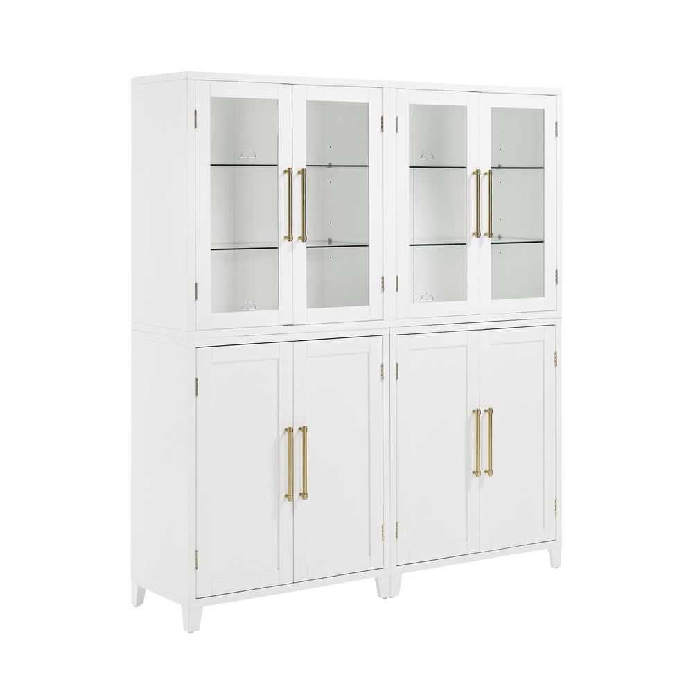 Roarke 2Pc Pantry Storage Cabinet W/Glass Door Hutch Set - 2 Pantries. Picture 2