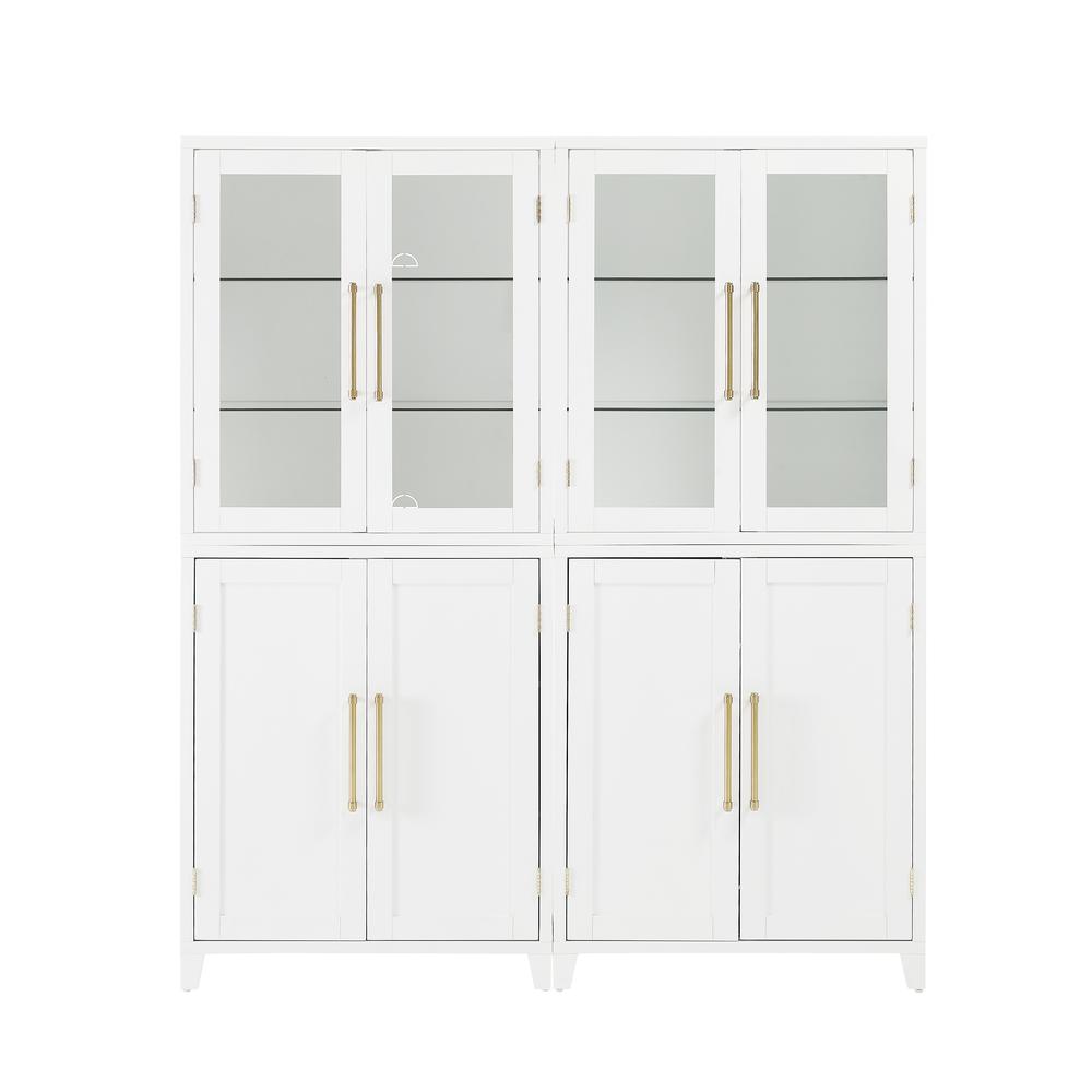 Roarke 2Pc Pantry Storage Cabinet W/Glass Door Hutch Set - 2 Pantries. Picture 1
