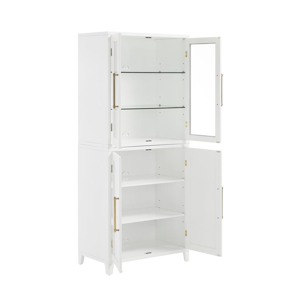 Roarke 2Pc Pantry Storage Cabinet W/Glass Door Hutch Set - 2 Pantries. Picture 3