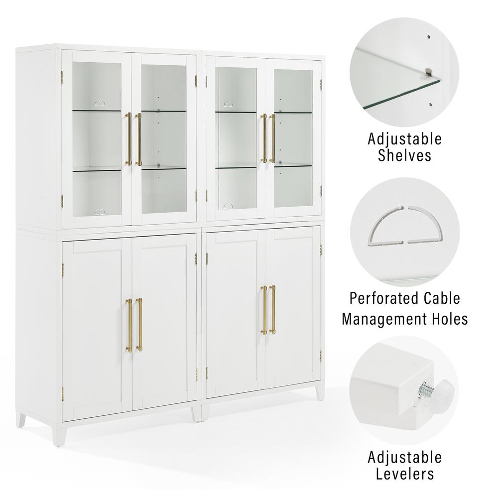 Roarke 2Pc Pantry Storage Cabinet W/Glass Door Hutch Set - 2 Pantries. Picture 6