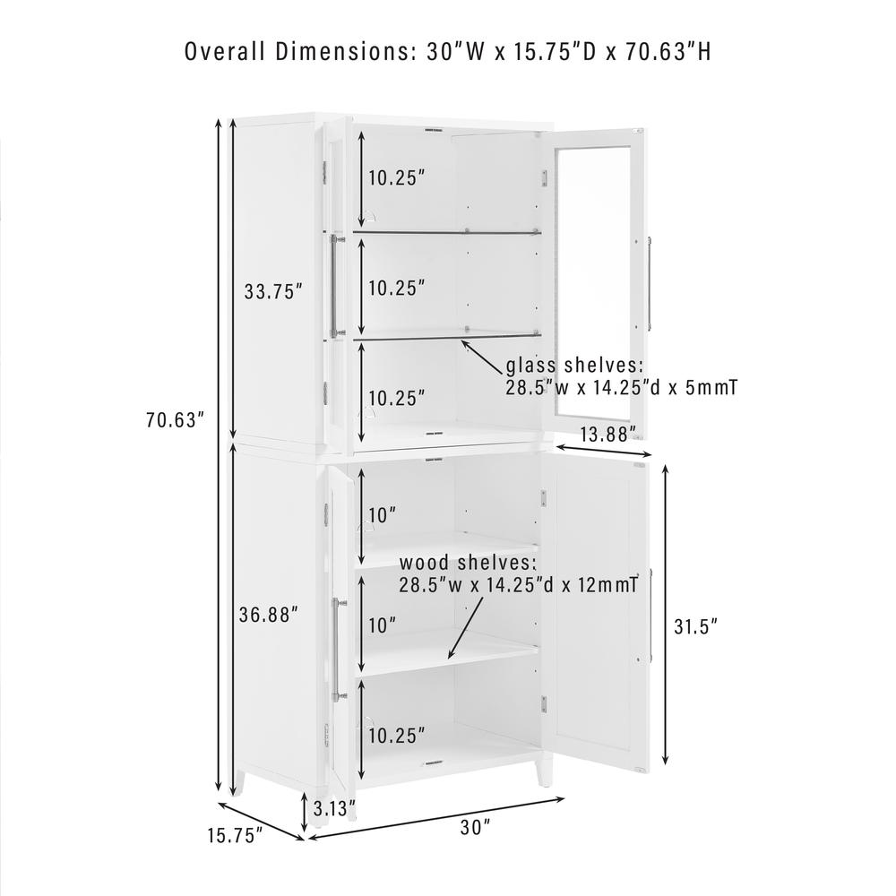 Roarke 2Pc Pantry Storage Cabinet W/Glass Door Hutch Set - 2 Pantries. Picture 5
