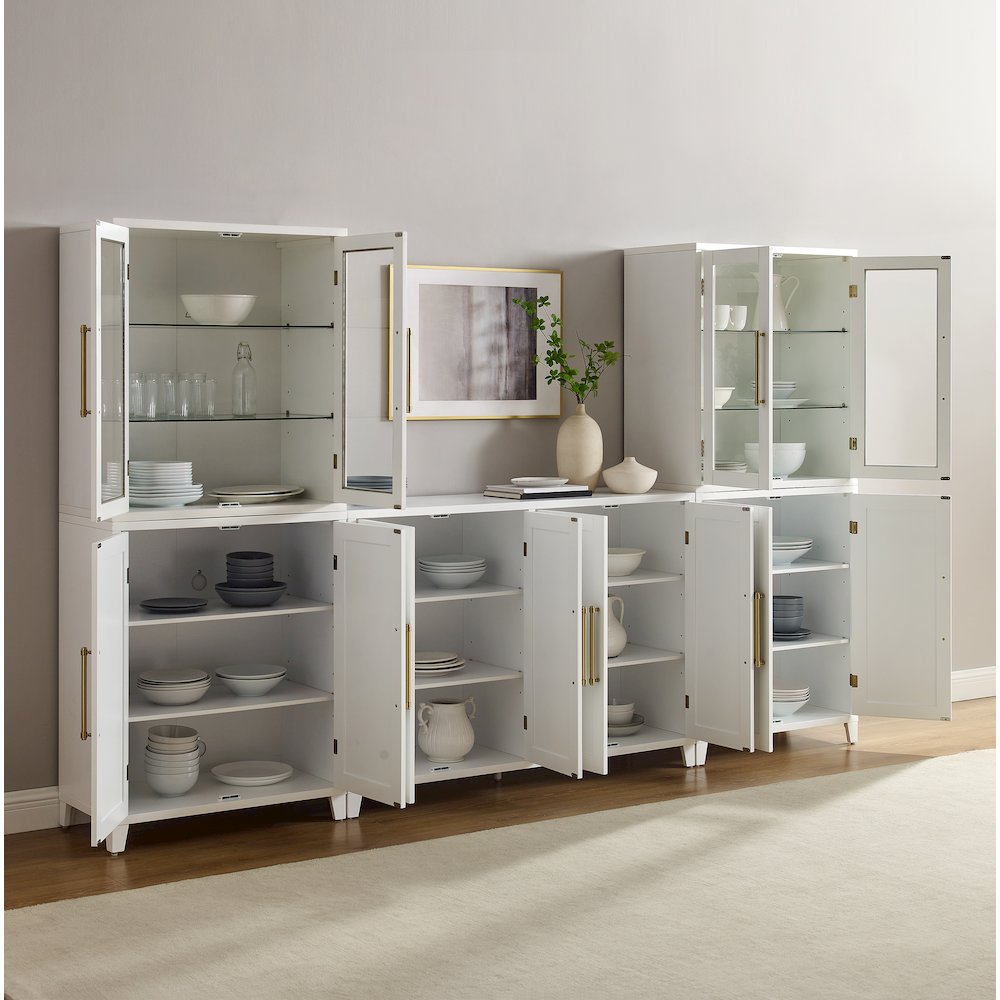 3Pc Sideboard And Pantry Set W/ Glass Door Hutch, Sideboard, 2 Door Pantries. Picture 7