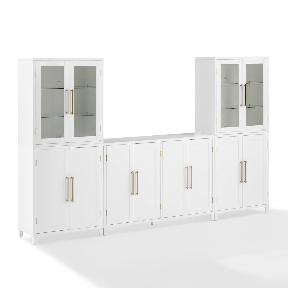 3Pc Sideboard And Pantry Set W/ Glass Door Hutch, Sideboard, 2 Door Pantries. Picture 1