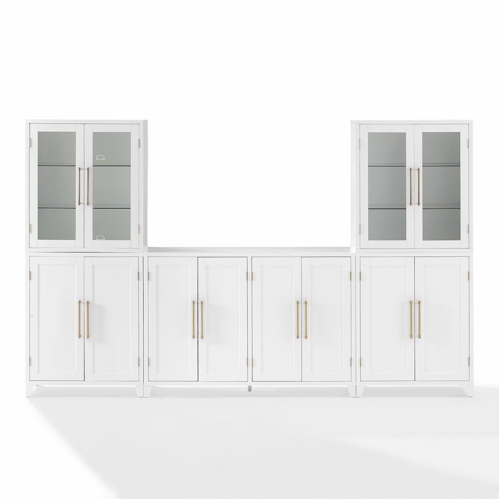 3Pc Sideboard And Pantry Set W/ Glass Door Hutch, Sideboard, 2 Door Pantries. Picture 2