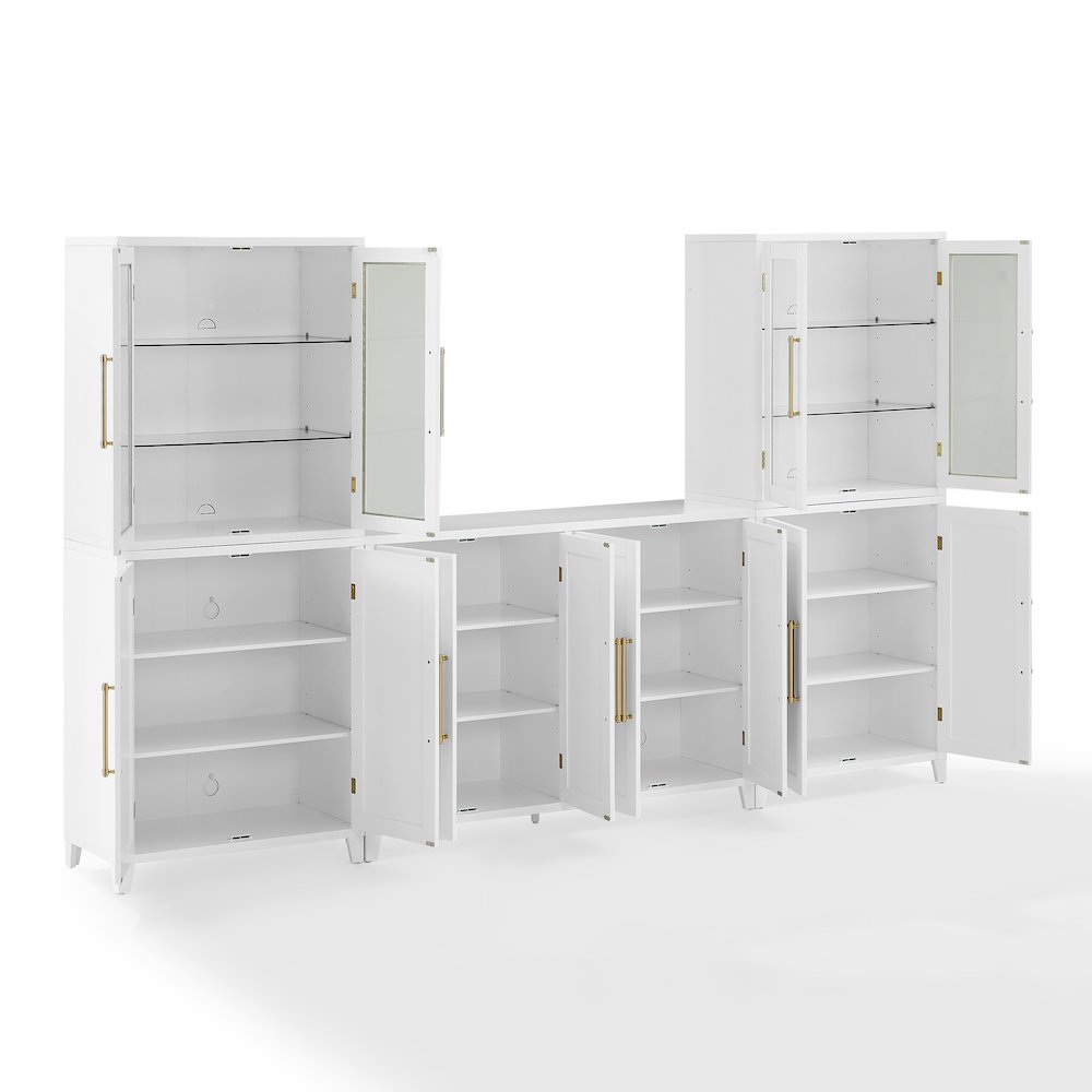 3Pc Sideboard And Pantry Set W/ Glass Door Hutch, Sideboard, 2 Door Pantries. Picture 3