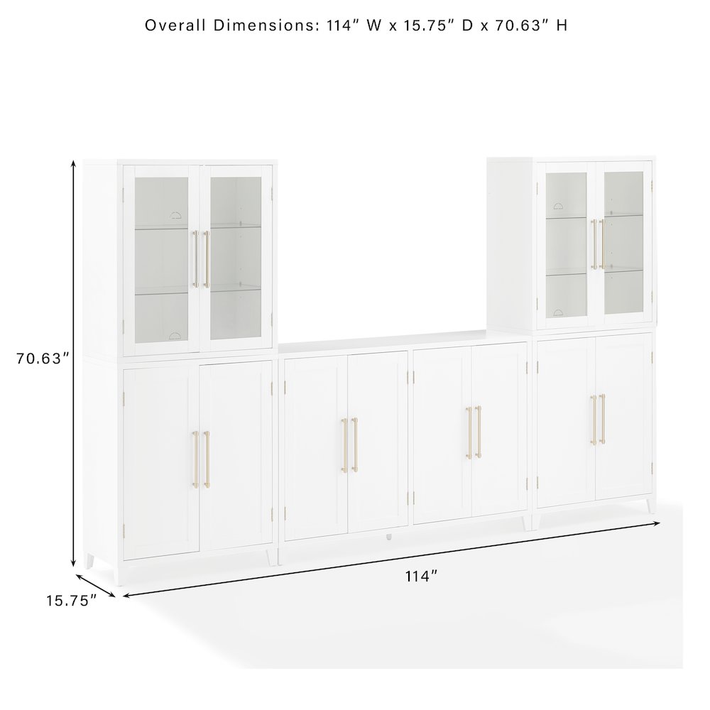3Pc Sideboard And Pantry Set W/ Glass Door Hutch, Sideboard, 2 Door Pantries. Picture 10