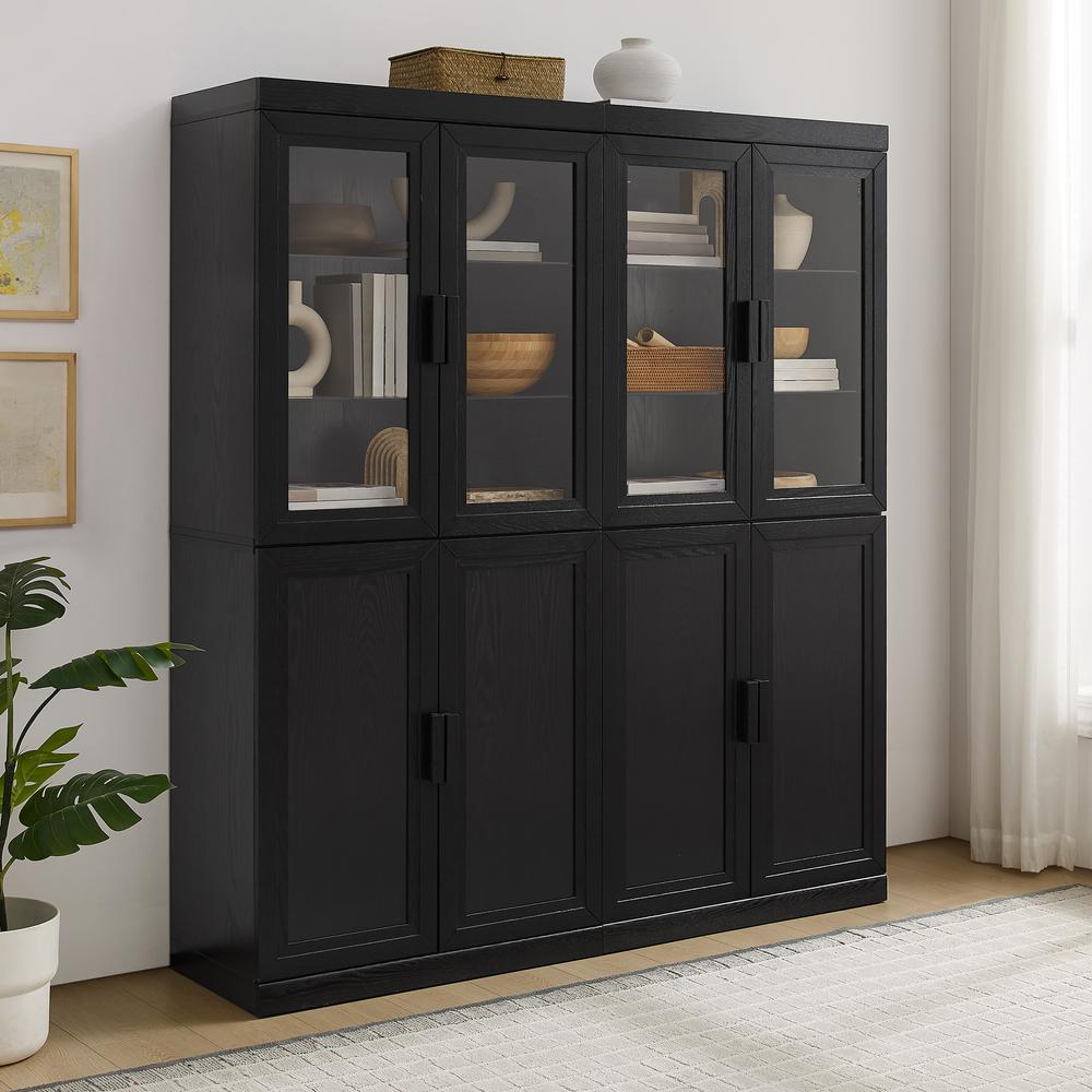 Essen 2Pc Pantry Storage Cabinet W/Glass Door Hutch Set - 2 Pantries. Picture 11