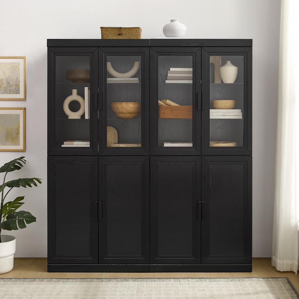 Essen 2Pc Pantry Storage Cabinet W/Glass Door Hutch Set - 2 Pantries. Picture 12