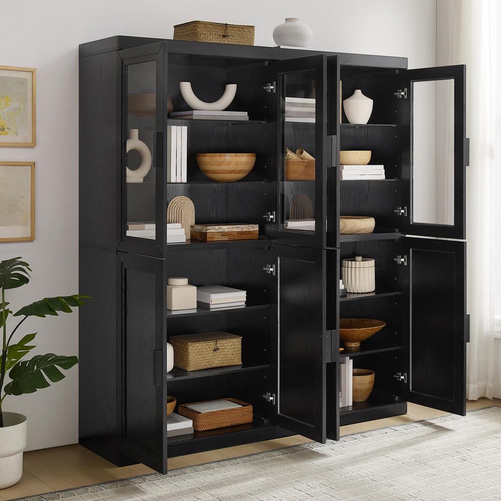 Essen 2Pc Pantry Storage Cabinet W/Glass Door Hutch Set - 2 Pantries. Picture 13