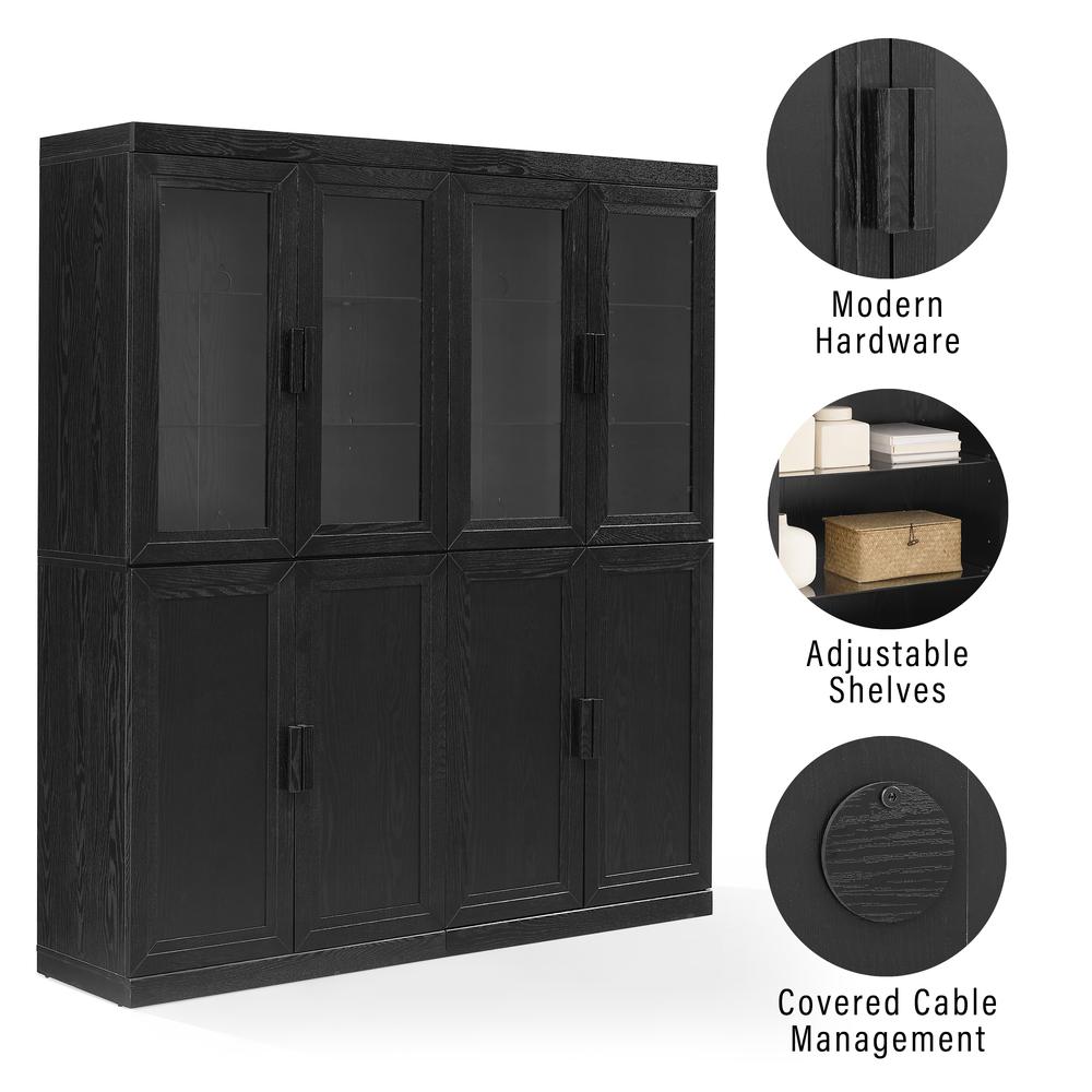 Essen 2Pc Pantry Storage Cabinet W/Glass Door Hutch Set - 2 Pantries. Picture 8