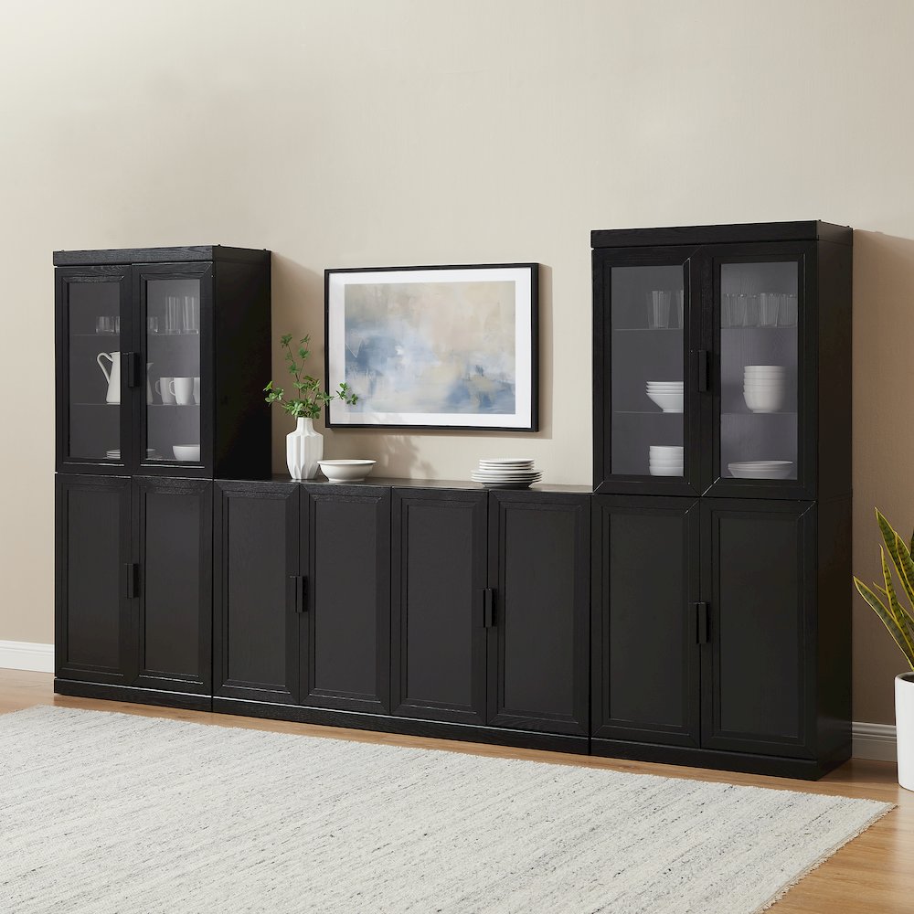 3-Piece Sideboard And Glass Door Pantry Set, Sideboard, 2 Glass Door Pantries. Picture 5