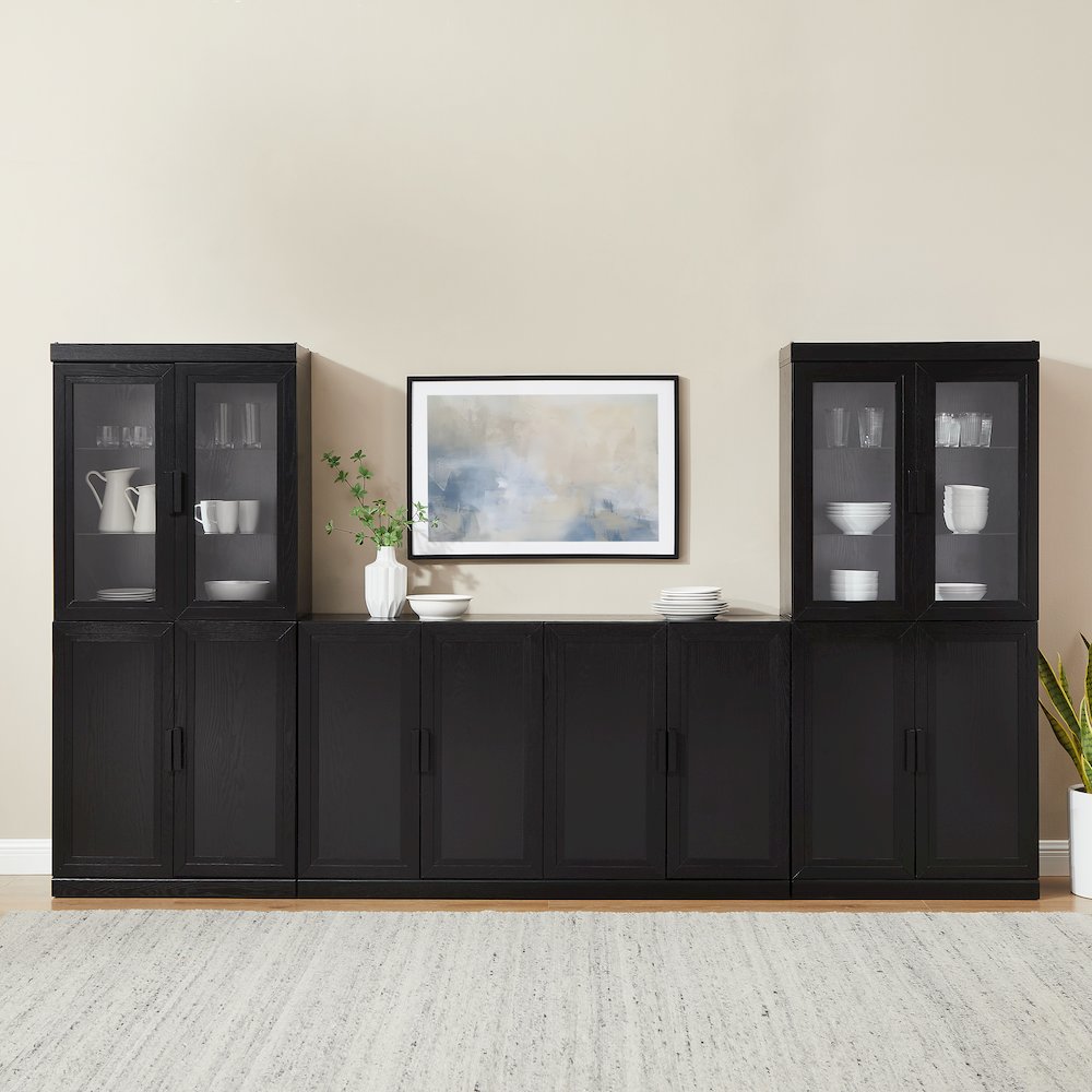 3-Piece Sideboard And Glass Door Pantry Set, Sideboard, 2 Glass Door Pantries. Picture 6