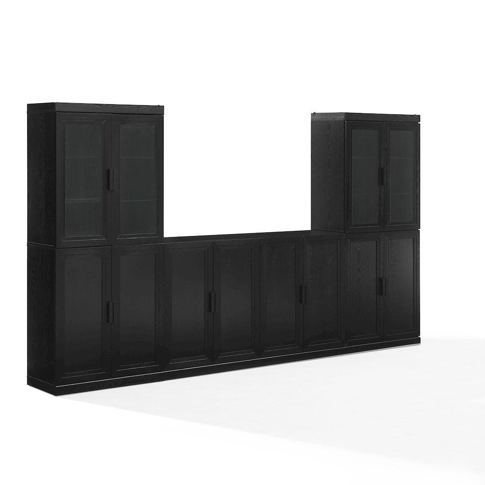 3-Piece Sideboard And Glass Door Pantry Set, Sideboard, 2 Glass Door Pantries. Picture 1