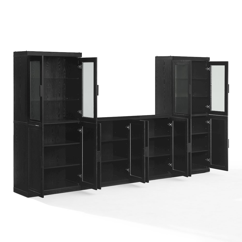 3-Piece Sideboard And Glass Door Pantry Set, Sideboard, 2 Glass Door Pantries. Picture 3
