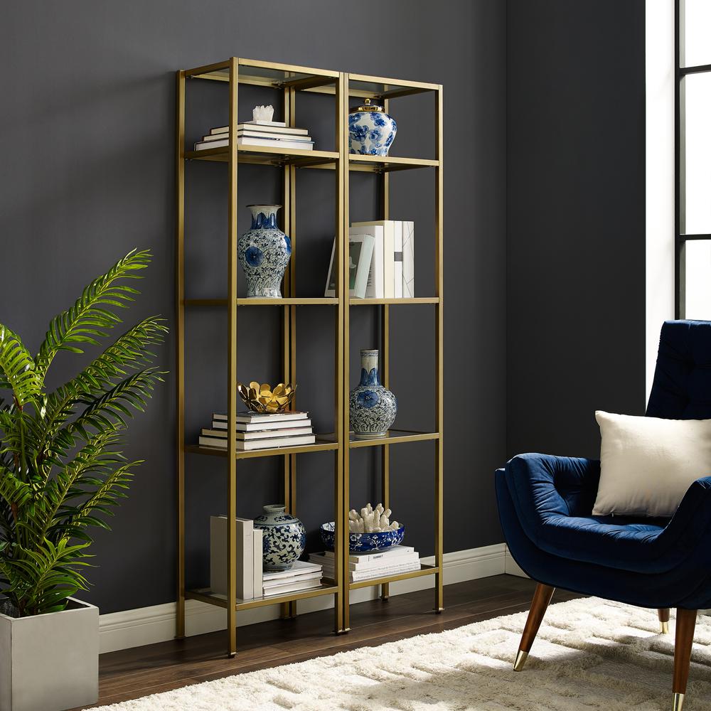 Aimee 2-Piece Etagere Bookcase Set - 2 Narrow Etageres. Picture 2