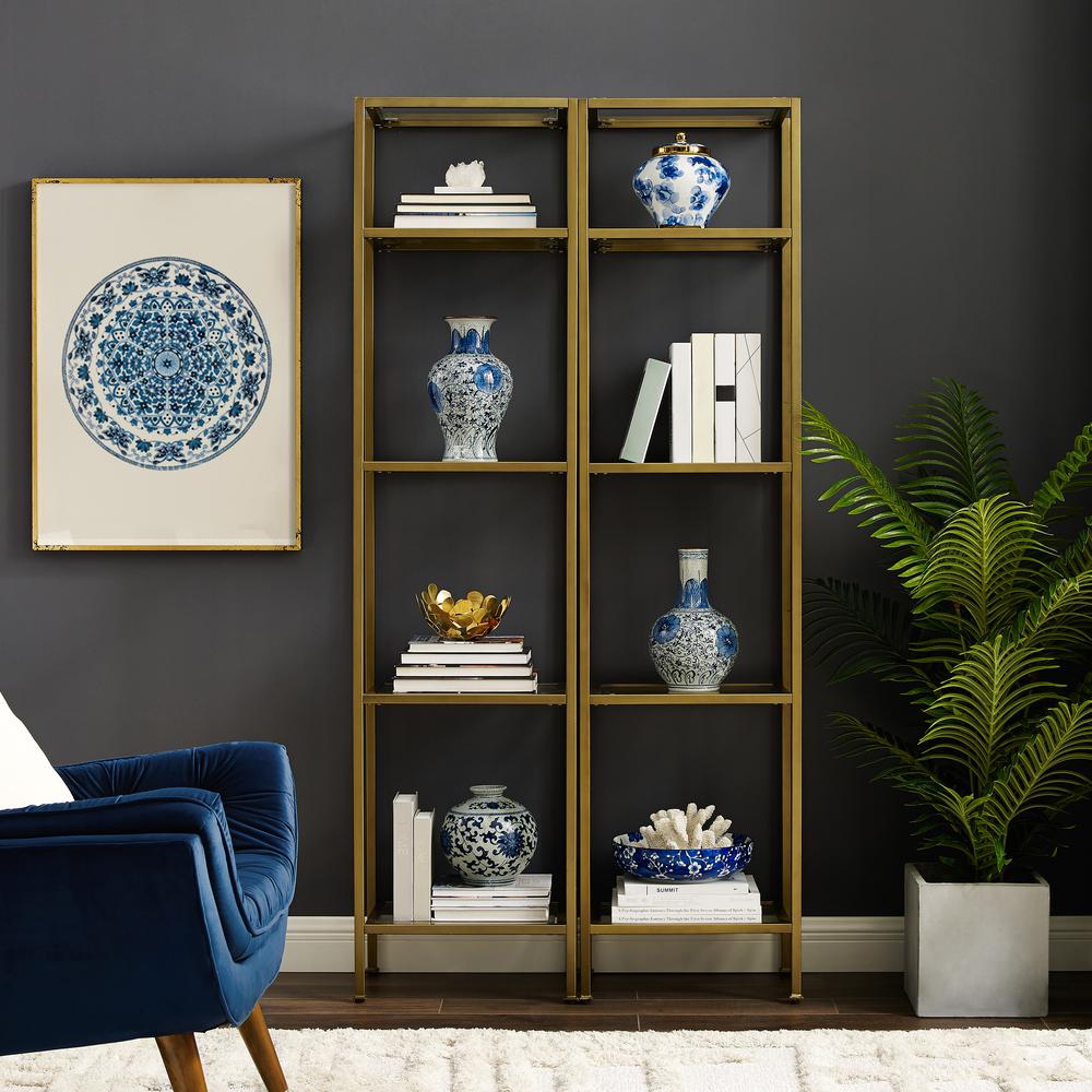 Aimee 2-Piece Etagere Bookcase Set - 2 Narrow Etageres. Picture 3