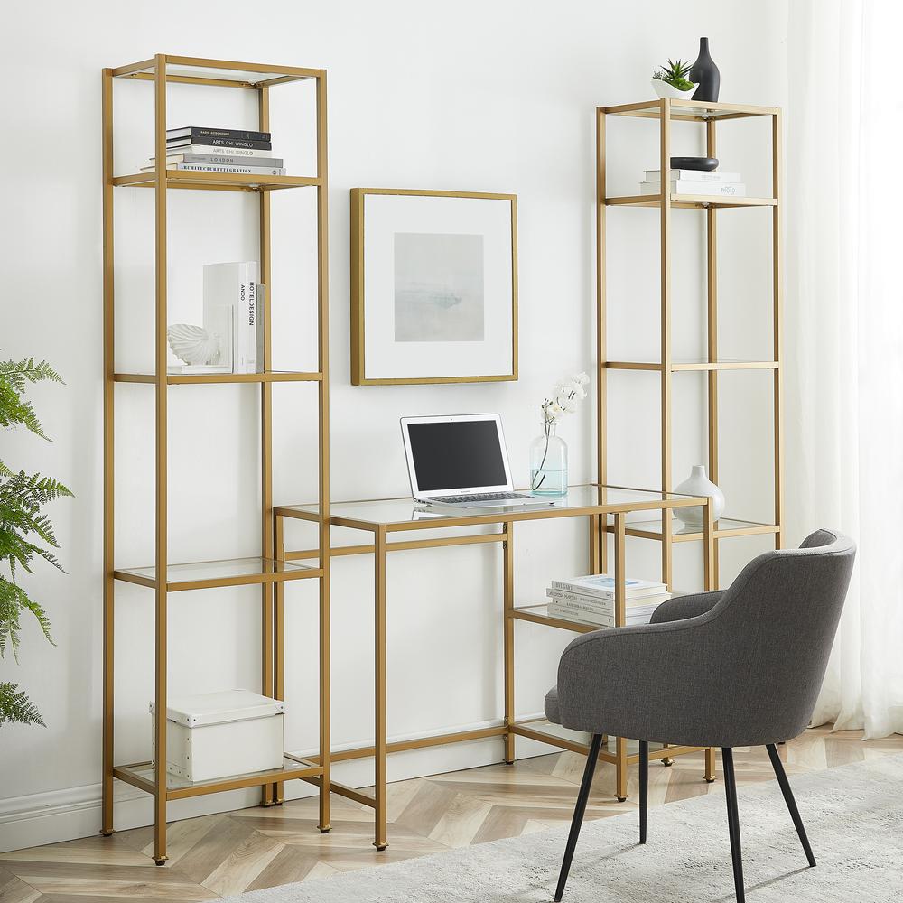 Aimee 3Pc Desk And Etagere Set Soft Gold - Desk & 2 Narrow Etageres. Picture 2