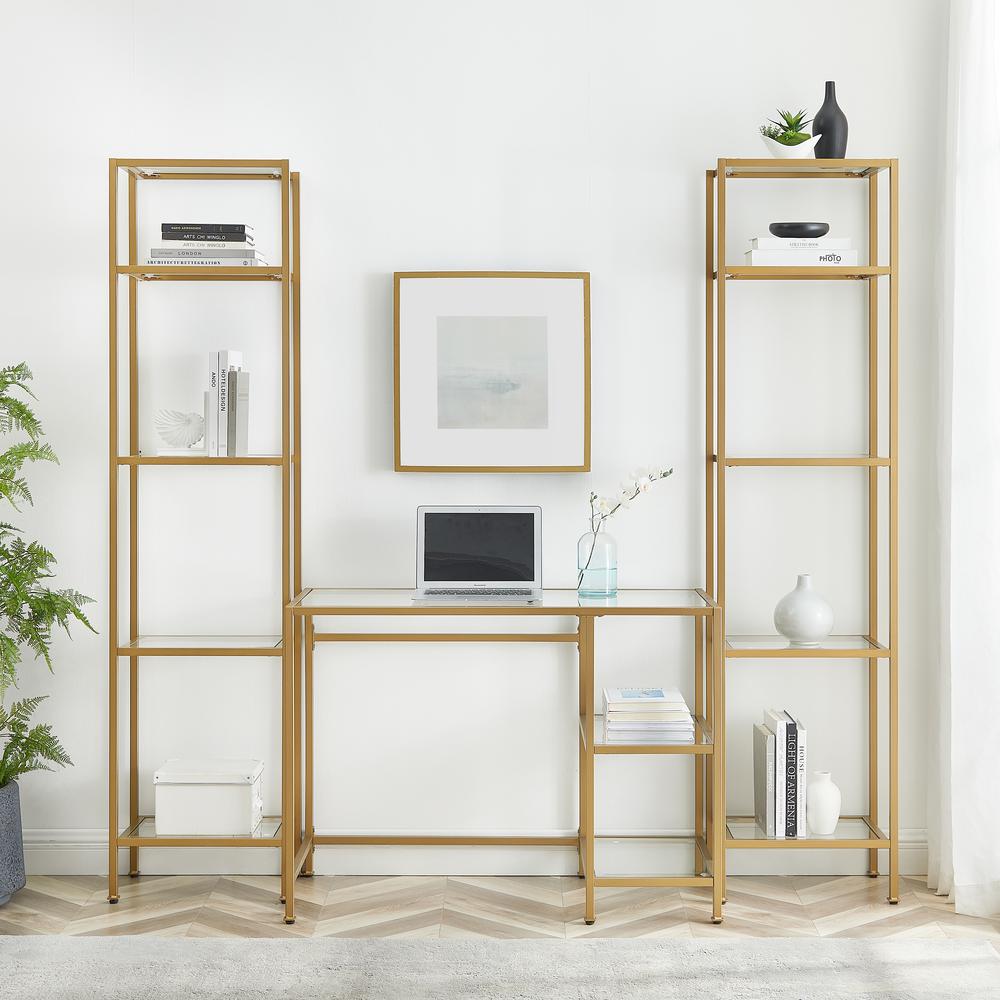 Aimee 3Pc Desk And Etagere Set Soft Gold - Desk & 2 Narrow Etageres. Picture 4