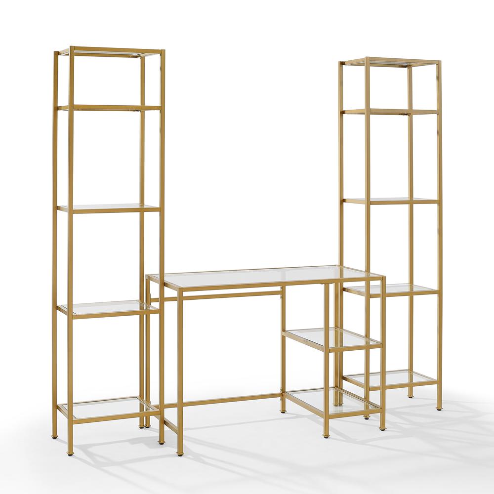 Aimee 3Pc Desk And Etagere Set Soft Gold - Desk & 2 Narrow Etageres. Picture 7