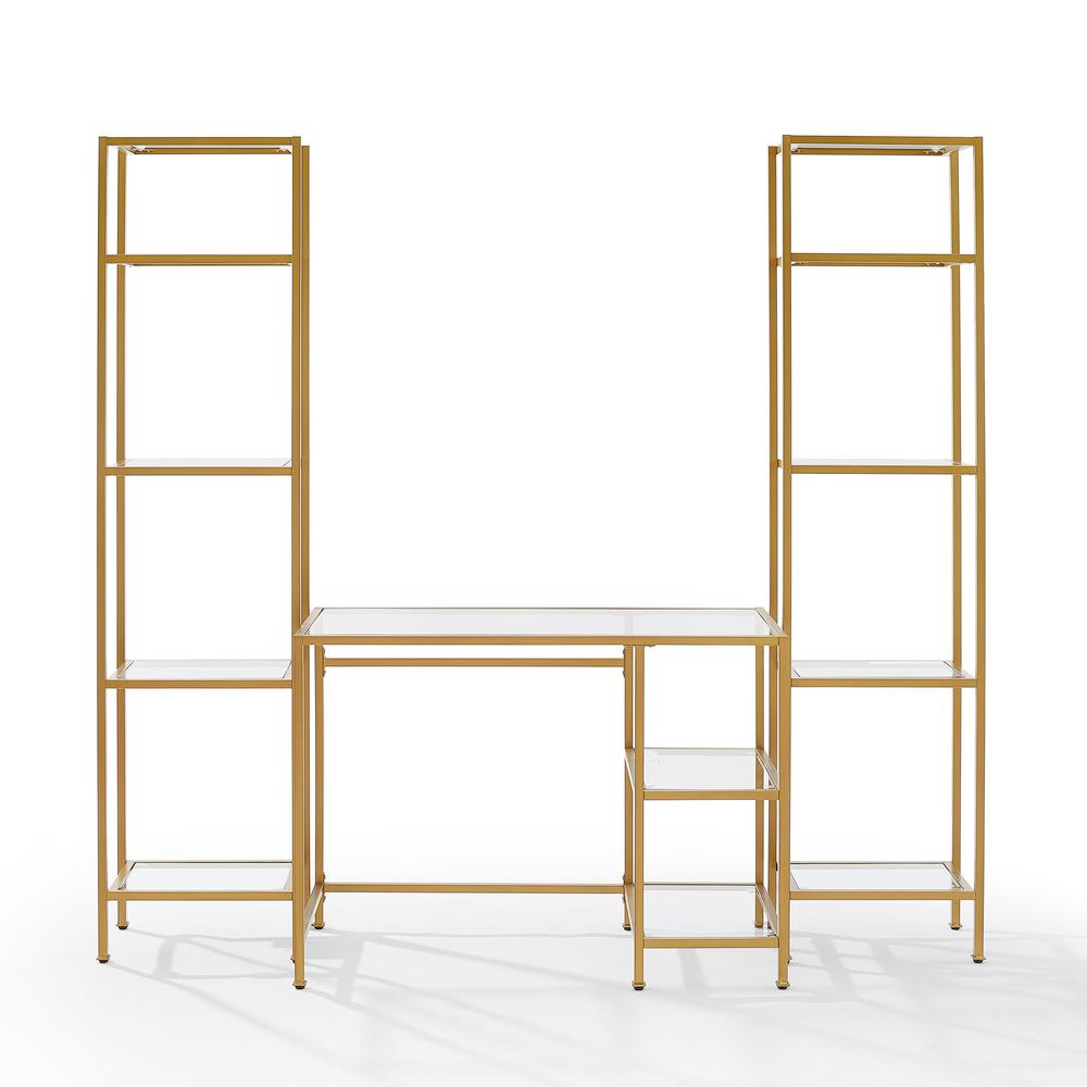 Aimee 3Pc Desk And Etagere Set Soft Gold - Desk & 2 Narrow Etageres. Picture 12
