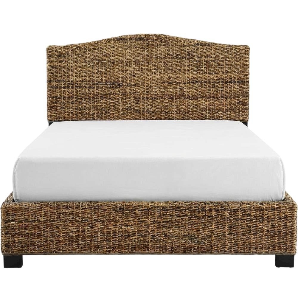 Rattan King Bed Frame with Headboard and Footboard in Natural Finish. Picture 4