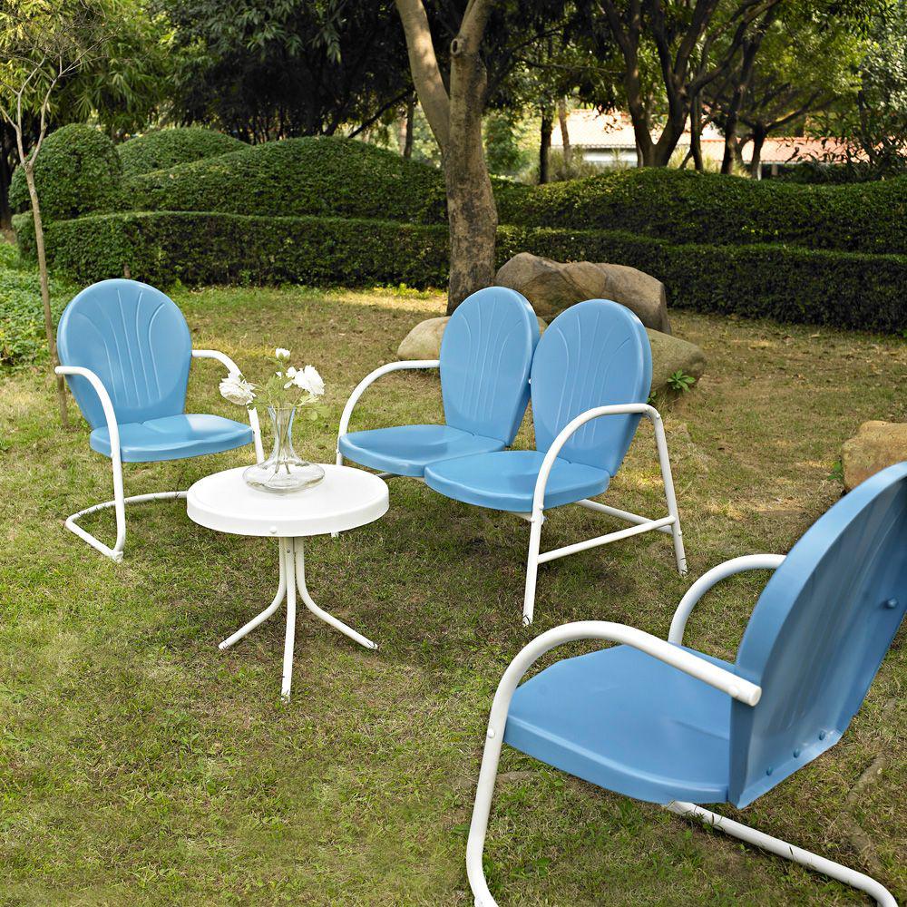 Griffith 4Pc Retro Outdoor Loveseat Patio Furniture Set. Picture 4