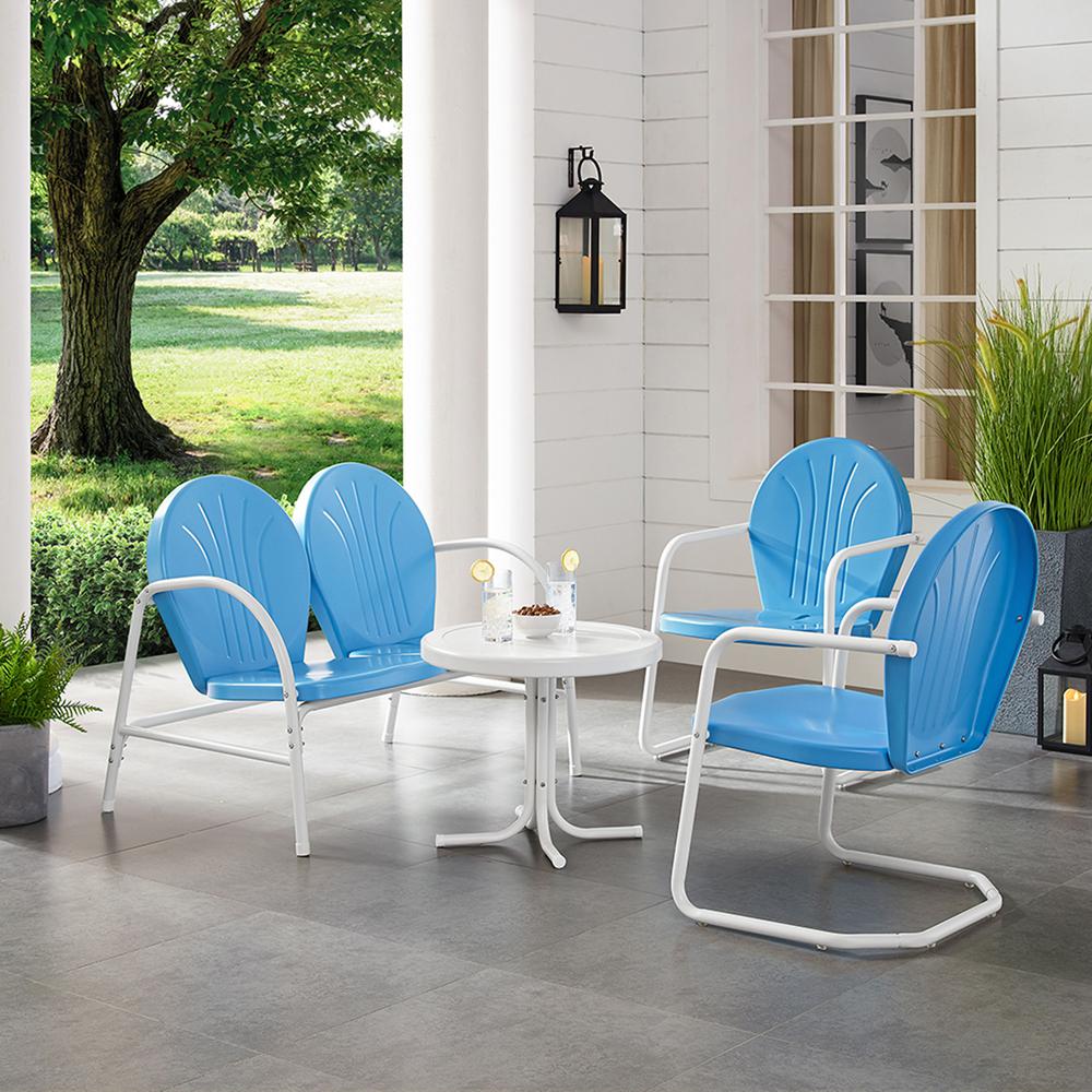 Griffith 4Pc Retro Outdoor Loveseat Patio Furniture Set. Picture 5