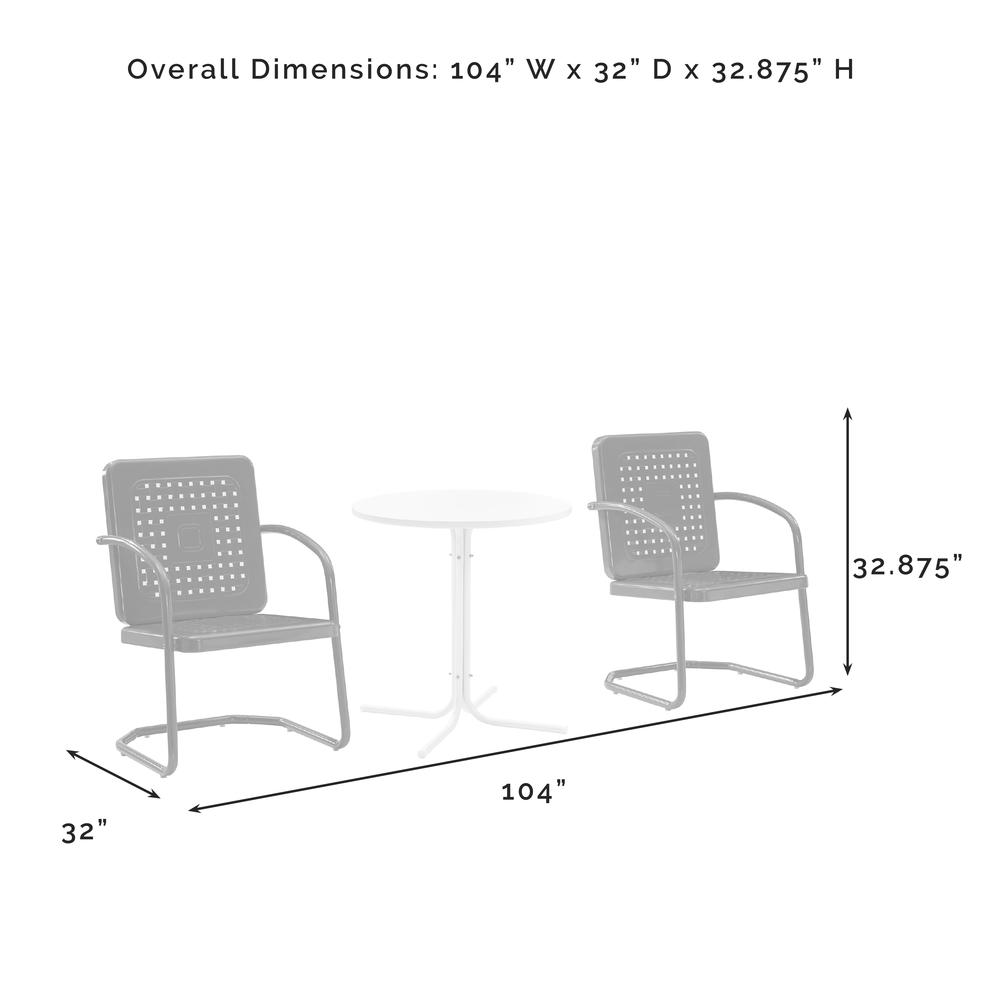 Bates 3Pc Outdoor Metal Bistro Set Navy Gloss/White Satin - Bistro Table & 2 Armchairs. Picture 12