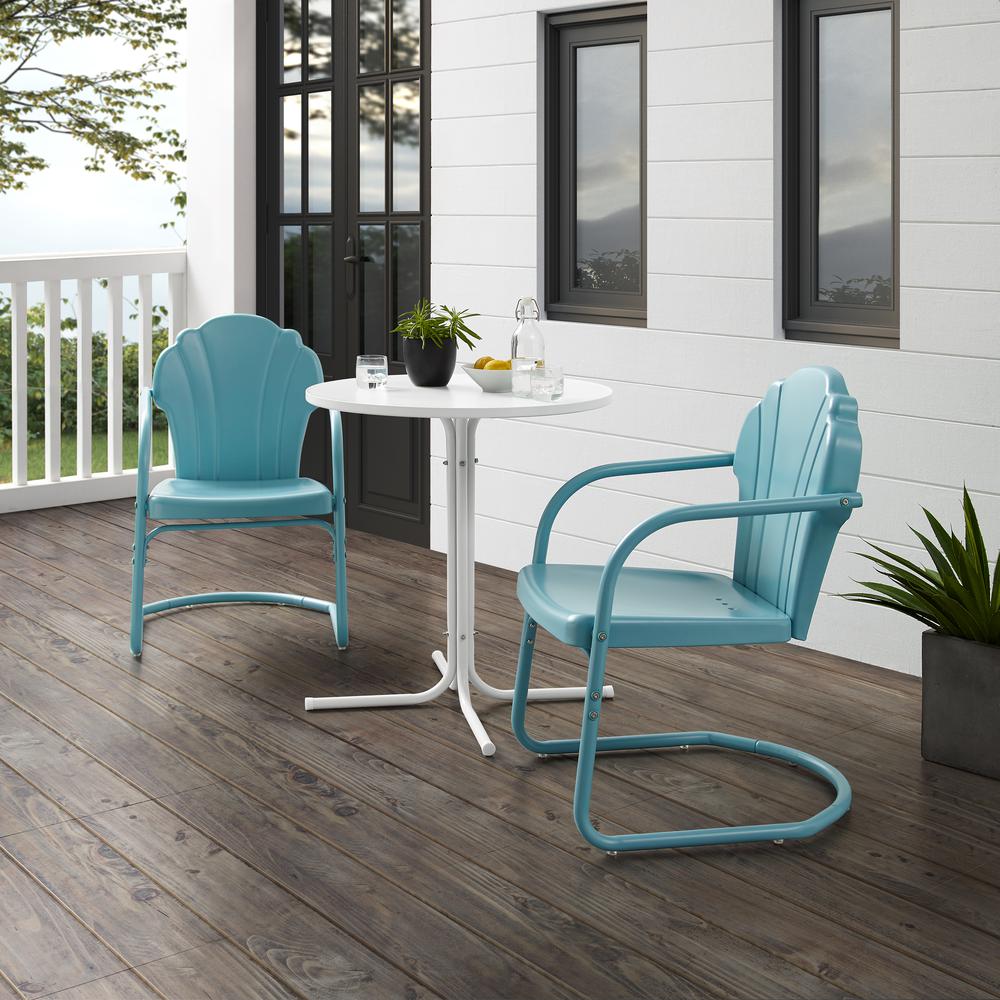 Tulip 3Pc Retro Outdoor Bistro Set - Bistro Table & 2 Chairs. Picture 3