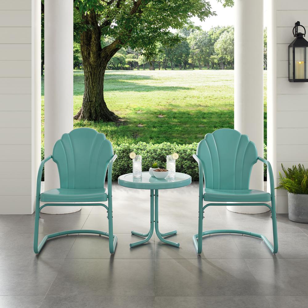 Tulip 3Pc Retro Outdoor Chair Set - Side Table & 2 Chairs. Picture 5