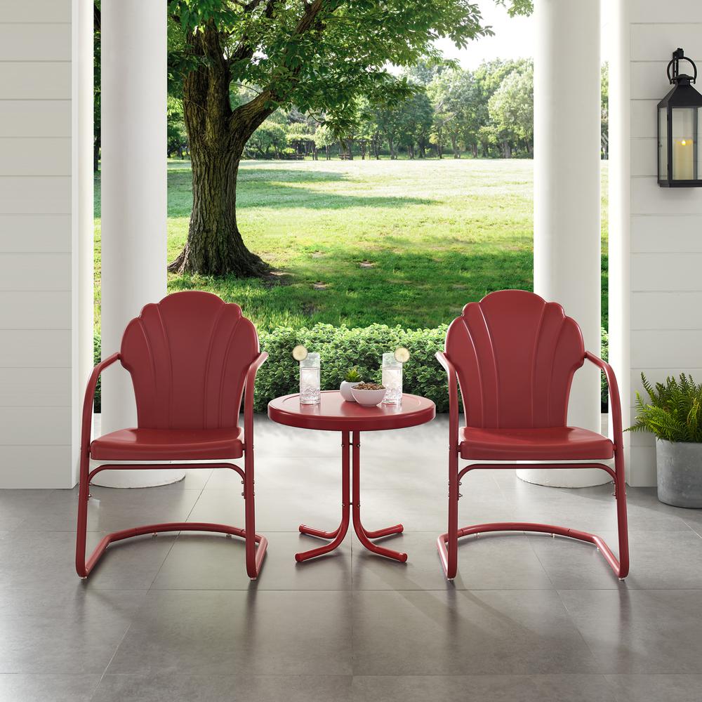 Tulip 3Pc Retro Outdoor Chair Set - Side Table & 2 Chairs. Picture 5