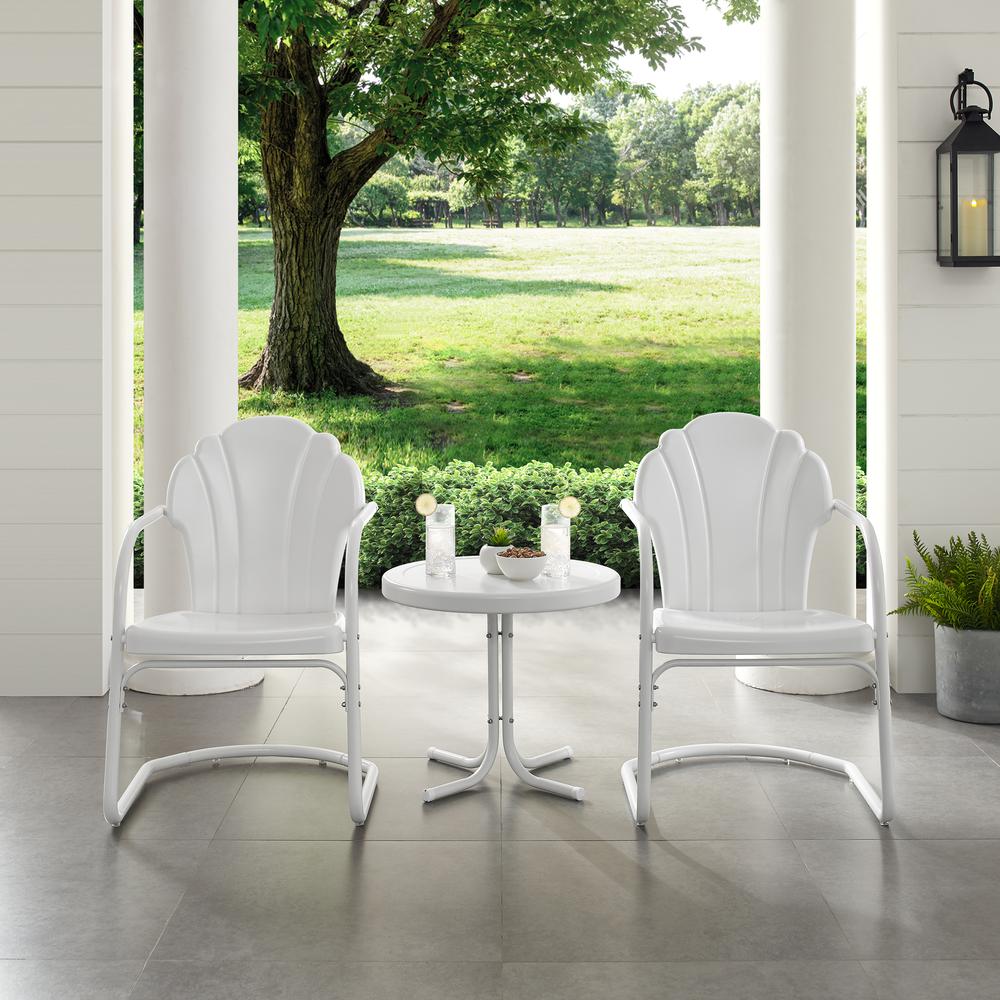 Tulip 3Pc Retro Outdoor Chair Set - Side Table & 2 Chairs. Picture 2